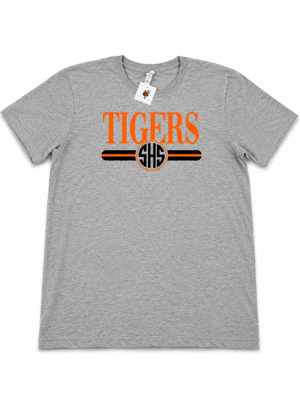 Tigers Graphic Crew Neck T-Shirt - Gray & Orange
